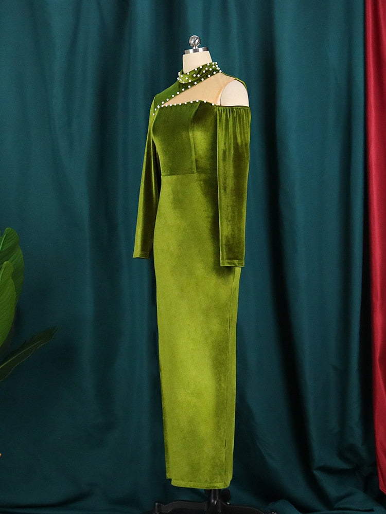 Long-Sleeve Velvet Dress