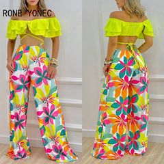 Spaghetti Strap Top/ Floral Print Pants Set