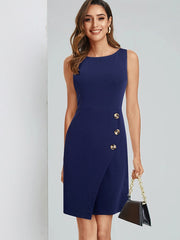 Round Neck Plain Work Dress