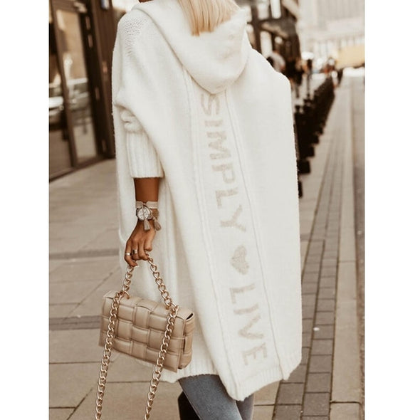 Letter Print Hooded Sweater