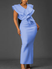 Great Dress Ruffle V Neck