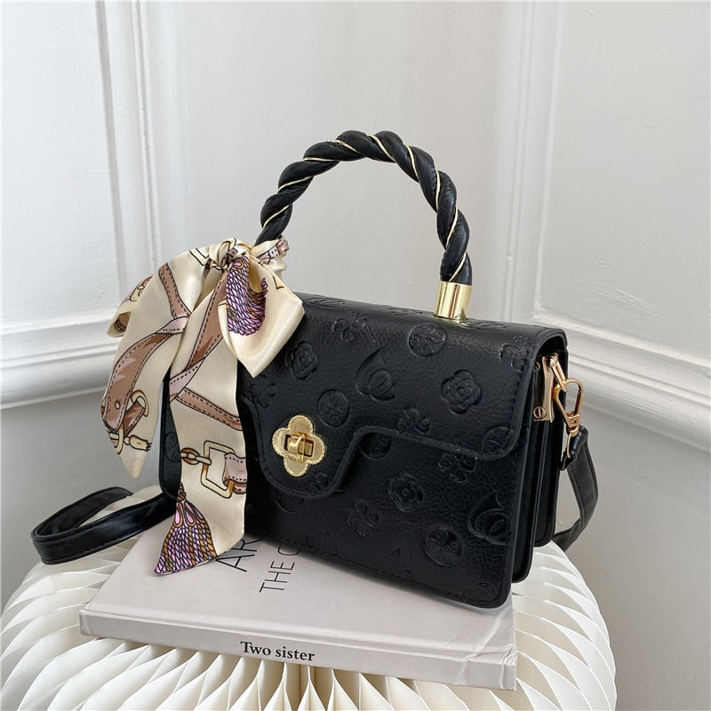Flower Embossed PU Leather Bag