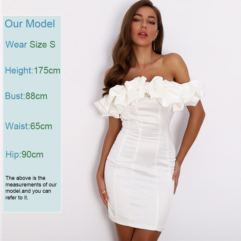 Satin Ruffles Sleeve Dresses