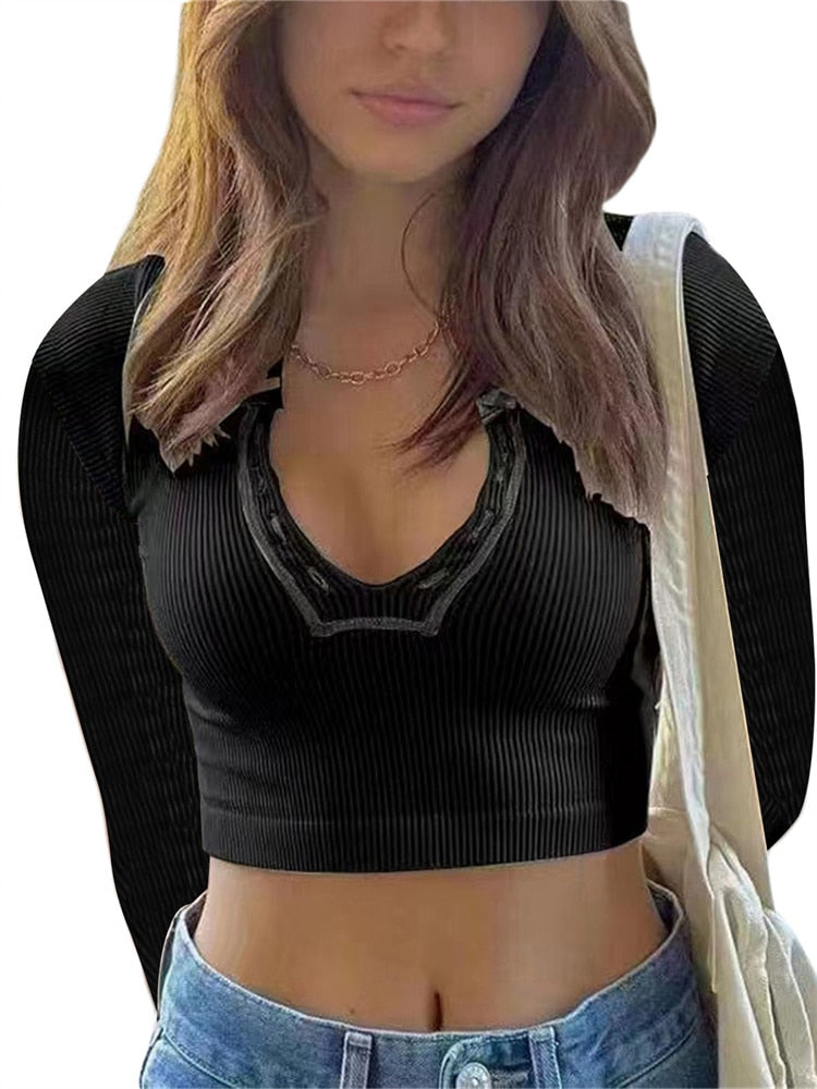 Long Sleeve Crop Top T-shirt