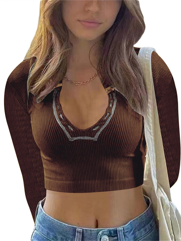 Long Sleeve Crop Top T-shirt