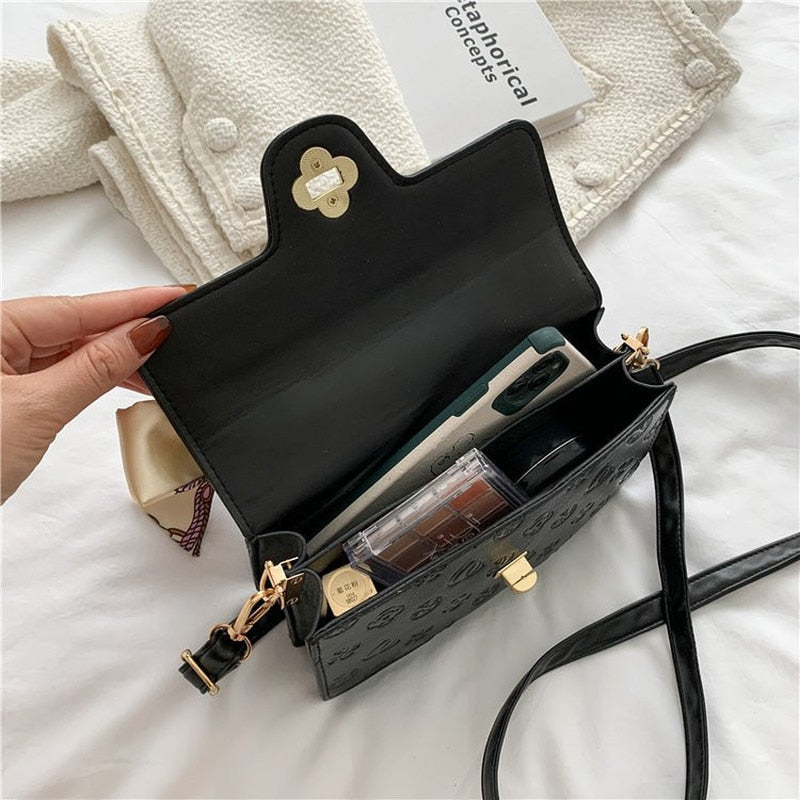 Flower Embossed PU Leather Bag