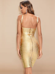 Gold Print HL Bandage Dress