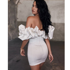 Satin Ruffles Sleeve Dresses