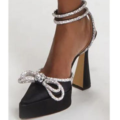 Crystal Bowknot Ankle Strap shoes