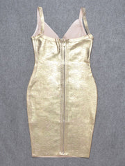 Gold Print HL Bandage Dress