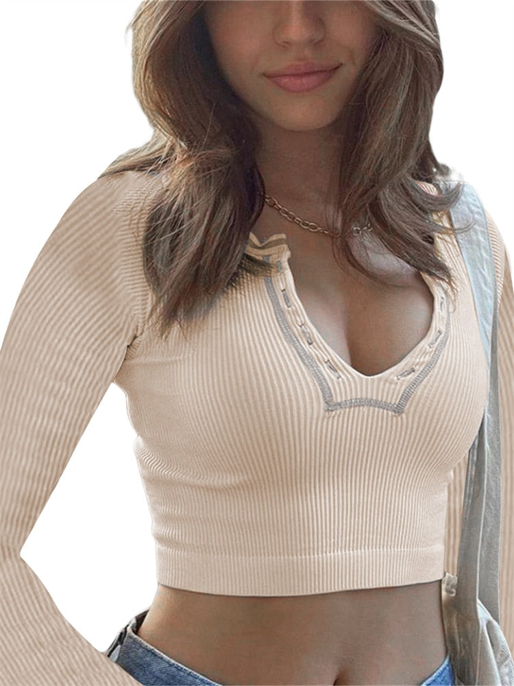 Long Sleeve Crop Top T-shirt