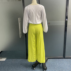 Solid Top/ Wide Legs Pants (2 Piece Set)