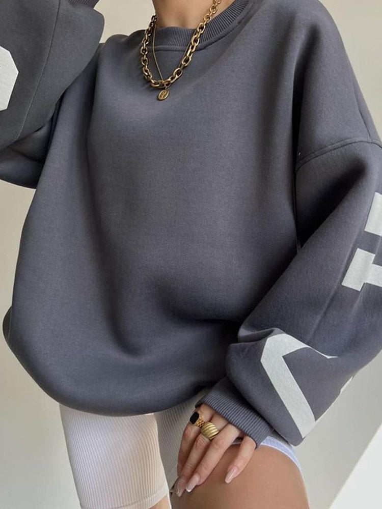 Casual Print Letters Sweatshirt