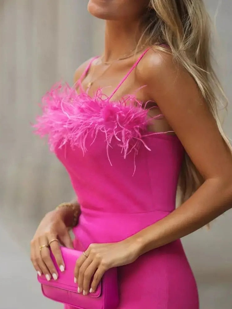 Strap Feather Dress