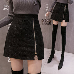 Line zipper mini skirt