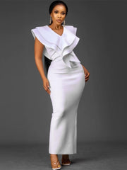 Great Dress Ruffle V Neck