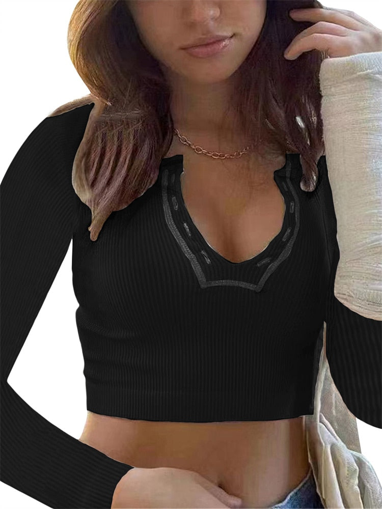 Long Sleeve Crop Top T-shirt
