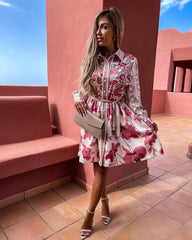 Floral Print Button Mini Dress