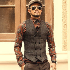 Double Breasted Men Vest