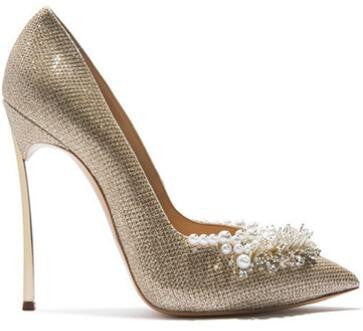 Luxury Designer Pearl Diamond Pointed Toe