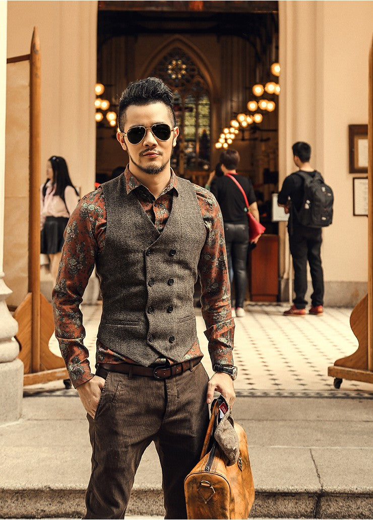 Double Breasted Men Vest
