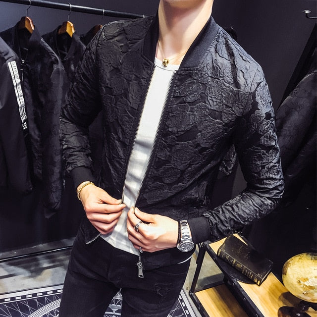 Men Jacquard Bomber Jackets