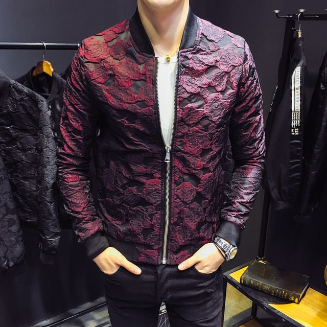 Men Jacquard Bomber Jackets