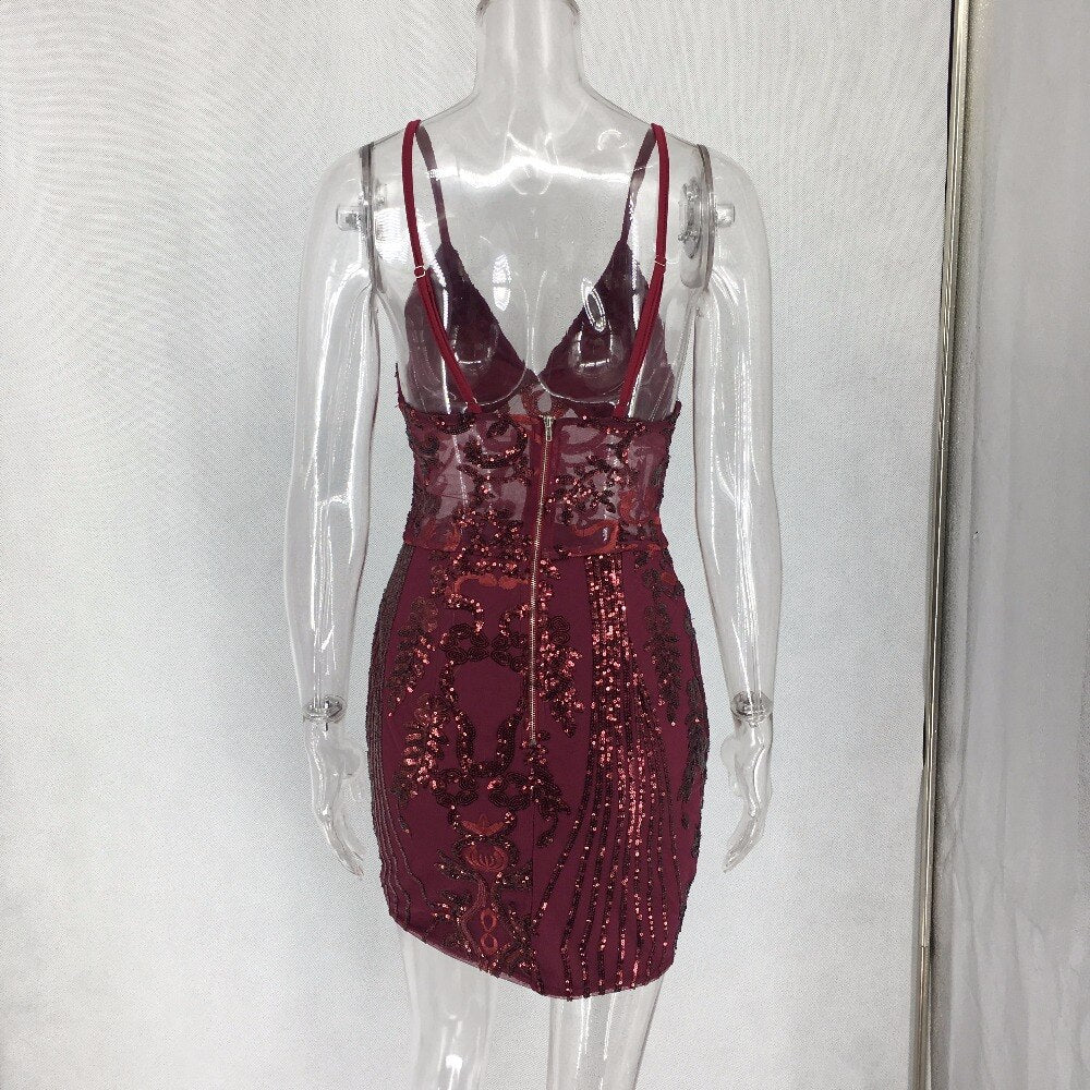 Sparkling V neck dress
