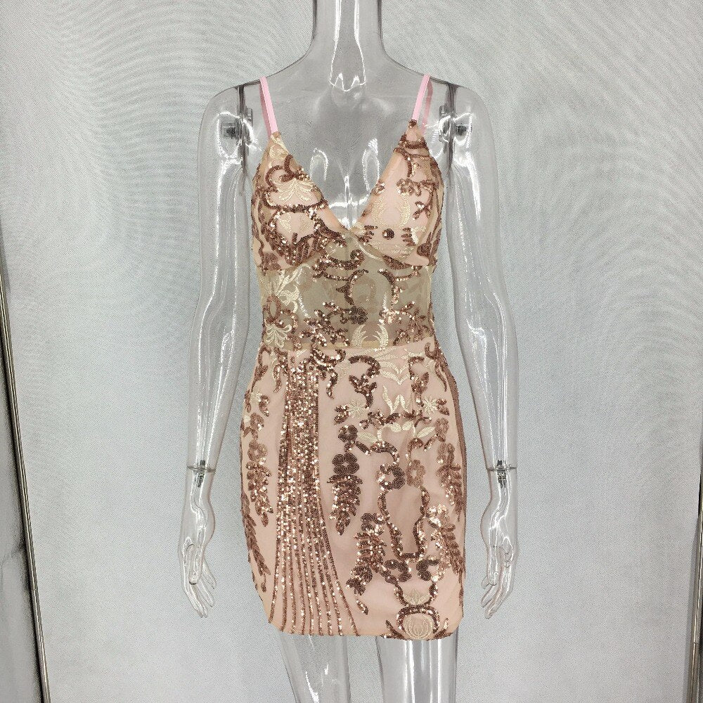 Sparkling V neck dress