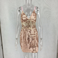 Sparkling V neck dress